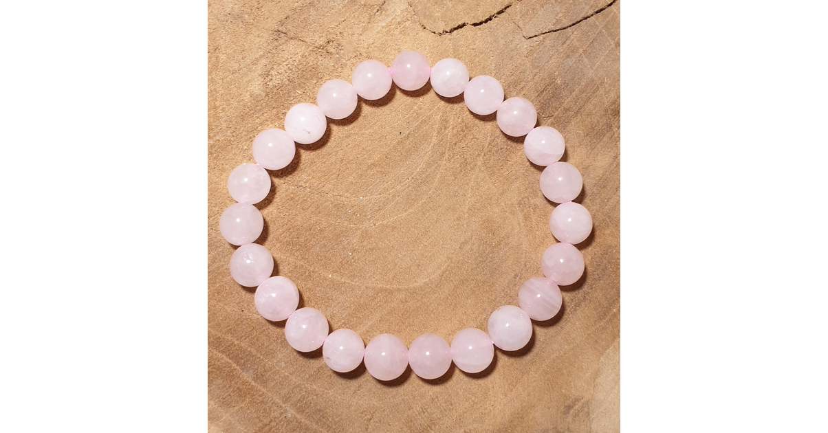 Bracelet en Perles Naturelles de Quartz Rose – Amour